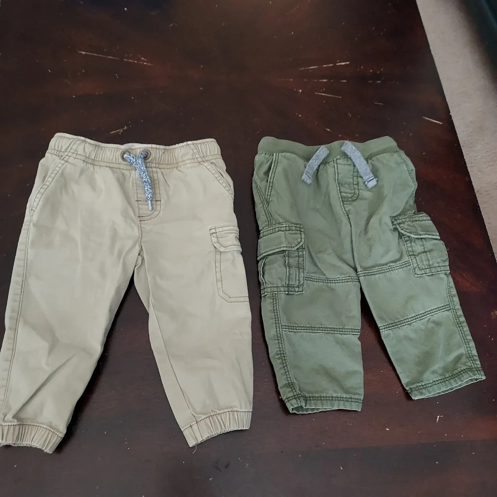 Carter's Lot of 2 Cargo Pants - Khaki and Green Color Size 9 Months